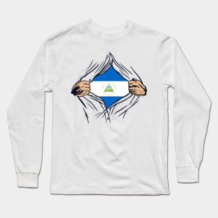 Proud Nicaragua Flag, Nicaragua gift heritage, Nicaraguan girl Boy Friend Nicaraguaense Long Sleeve T-Shirt